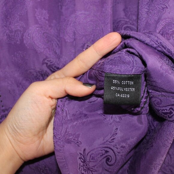 VINTAGE Vizoni Uomo Men's Purple Jacquard Button Down Shirt Size S - Picture 12 of 15